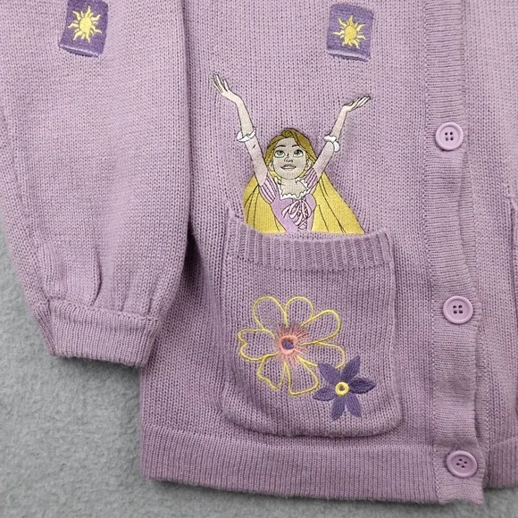 Disney Tangled Rapunzel Pascal Lanterns Sweater Women's SM Purple Embroidered - Picture 4 of 10